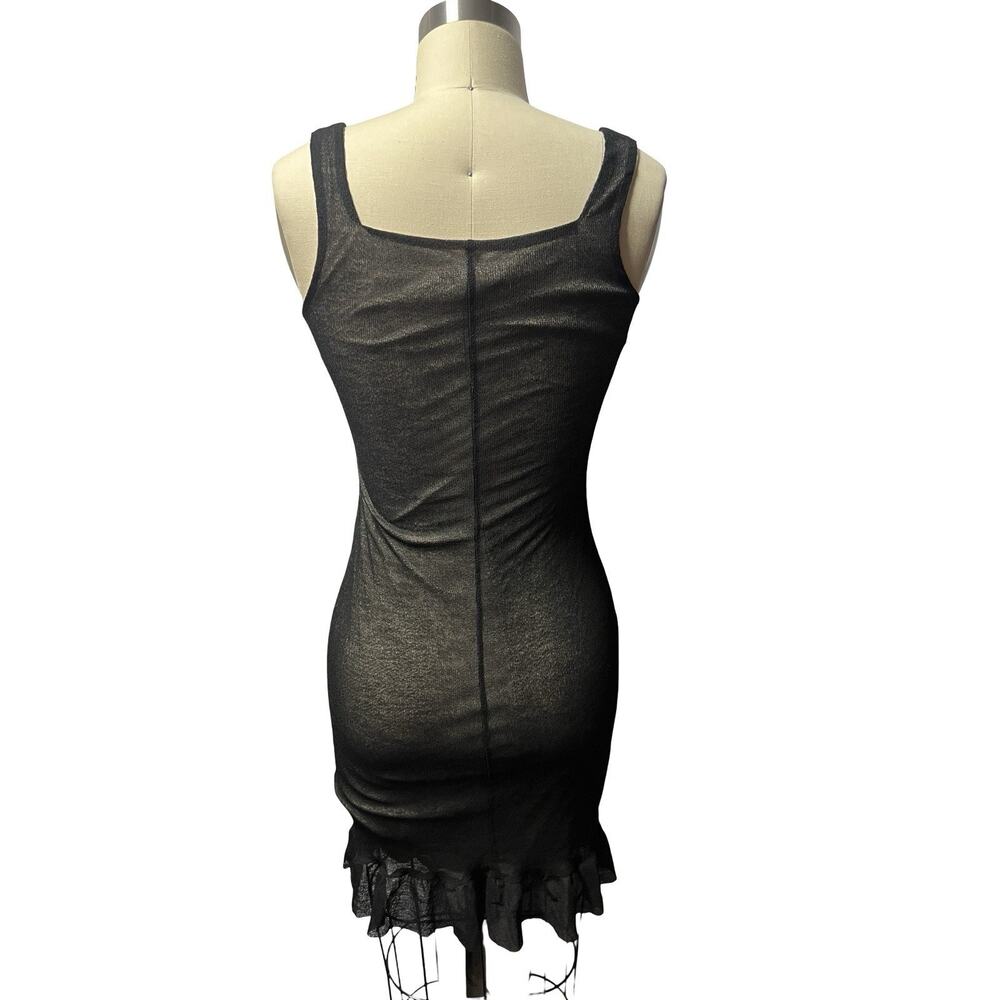 Y2k Babydoll Dress SZ S Milkmaid Goth Black Coquette Feminine Sheer Floral Mini - Picture 7 of 9